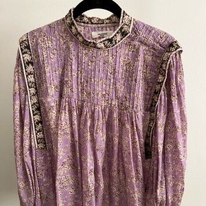 Isabel Marant Etoile Long Sleeve Purple Print Blouse // Sz 38